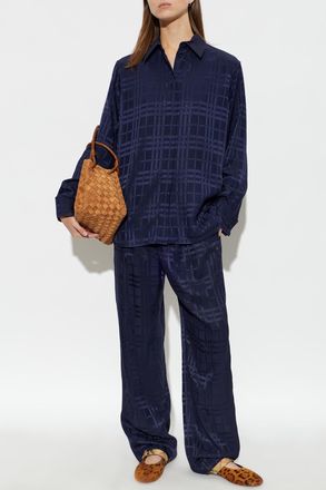 Burberry Silk Trousers Selkie, Womens, Navy Blue