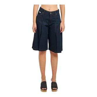 Guess Denim Shorts, female, Blue, Size: W25 Pleated Denim Bermuda Shorts
