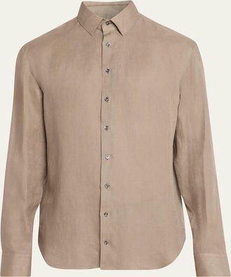 Giorgio Armani Mens Linen Button-Down Shirt
