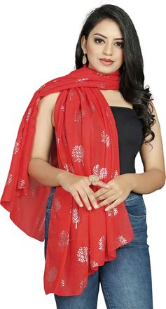 Generic Glitter Mulberry Tree Celebrity Designer Scarf Womens Scarf Shawl By Uk Scarfs & Shawls (Red With Silver Foil Tree)