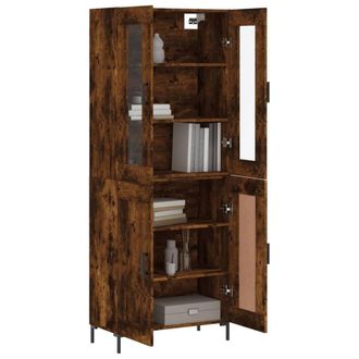 Berkfield Home Highboard Smoked Oak 69.5x34x180 cm Engineered Wood in Brown