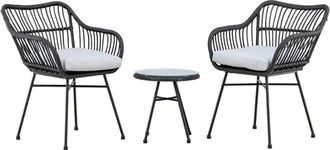 ebuy24 Conjunto de sal&oacute;n viga 2 sillas, 1 mesa auxiliar peque&ntilde;a color negro