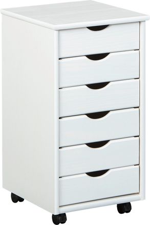 MID.YOU Mid.you Rollcontainer, Weiß, Holz, Kiefer, massiv, 6 Schubladen, 35x65x40 cm, Büromöbel, Schreibtischcontainer, Rollcontainer
