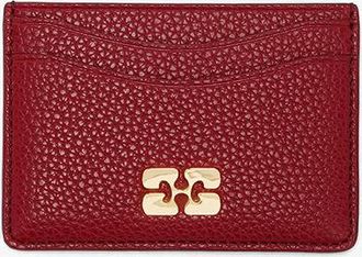 Ganni Dark Red Bou Card Holder in Grained
