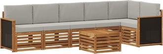vidaXL Conjunto De Sof&aacute;s De Exterior 6 Uds. Natural Y Gris Claro Vidaxl
