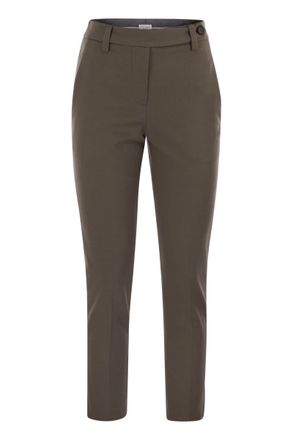 Brunello Cucinelli Brunello Cucinelli Womens Cigarette Trousers In Stretch Cotton - Dark Green - Size EU 40 (Womens)