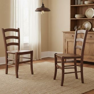 Dmora Dmora Juego De 2 Sillas Cl&aacute;sicas De Madera, Para Comedor, Cocina O Sala De Estar, Made In Italy, Cm 44x45h87, Asiento H Cm 47, Color Nogal