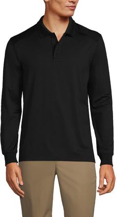 Lands End School Uniform Long Sleeve Rapid Dry Polo Shirt in Black at Nordstrom, Size X-Large