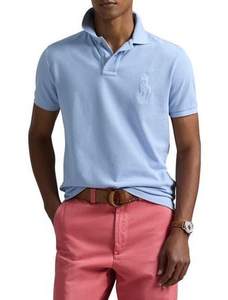 Polo Ralph Lauren Big & Tall Big Pony Mesh Polo Shirt in Chambray Blue at Nordstrom, Size Xx-Large