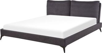 Beliani Cama Con Somier De Chenilla Gris Oscuro 180 X 200 Cm Base De Listones Doble Moderno Melle