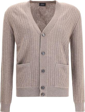 Brioni Geribde V-hals Knopen Cardigan