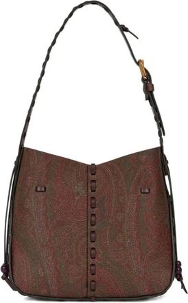 Etro Etro, Shoulder Bags, female, Brown, Size: ONE SIZE Brown Paisley Jacquard Coated Leather Bag