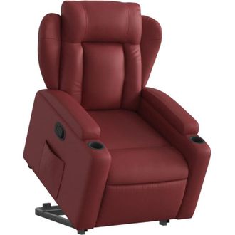 vidaXL Vidaxl - Sill&oacute;n Reclinable Elevable Cuero Artificial Rojo Tinto