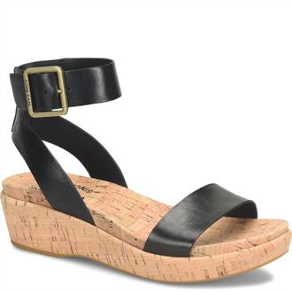 Kork-ease Womens Mullica Ankle Strap Platform Wedge Sandal In Black
