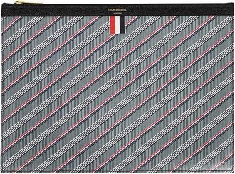 Thom Browne Gestreept aktetas met leren inzetstukken - Heren - Tassen - Veelkleurig - ONE Size - Katoen - Tassen