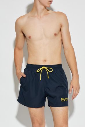 Emporio Armani Swim Shorts With Logo, Mens, Navy Blue