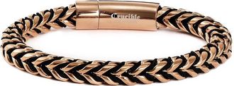 Crucible Jewelry Crucible Los Angeles Rose Gold Polished 8mm Stainless Steel Franco Chain Bracelet with Black Nylon Cord - 8