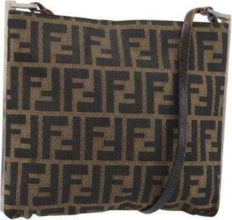 Fendi Pre-owned Shoulder Bags, female, Brown, Size: ONE SIZE Pre-owned Vintage Canvas Shoulder Bag