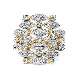 House of Brilliance 14K Gold 1.0 Cttw Diamond Geometric Stacked Open Cocktail Ring in Yellow Gold at Nordstrom, Size 8