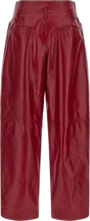 Alberta Ferretti Wide-Leg Leather-Effect Trousers - Red