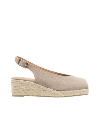Castaner Beige Canvas Slingback Wedges
