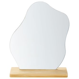 Beliani Beliani - Espejo De Pie De Madera De Bamb&uacute; Clara Vidrio 19 X 22 Cm Irregular Accesorio Lozere