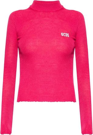 GCDS Ribbed Coltrui - Dames - Coltruien - Roze - M - Wol - Truien & Vesten