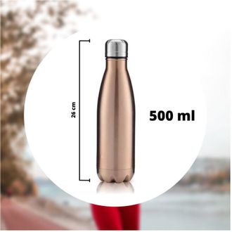 Trade Shop Trade Shop - Botella De Agua Deportiva 500 Ml De Acero Inoxidable Doble Pared Para La Escuela Deportiva