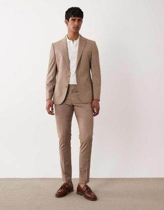 Asos Pantaloni da abito skinny marrone a quadri