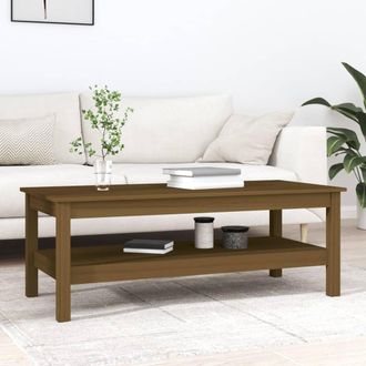 vidaXL Mesa De Centro Madera Maciza De Pino Marr&oacute;n Miel 110x50x40 Cm Vidaxl
