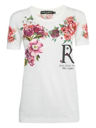 Dolce & Gabbana floral-embellishment T-shirt - White