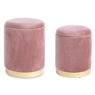 BIZZOTTO Set of 2 antique pink Polina storage poufs