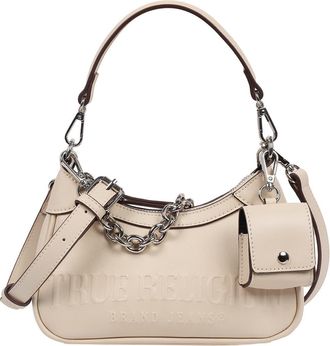True Religion Punto Logo Zip Shoulder Bag in Cream at Nordstrom Rack
