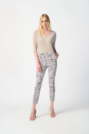Joseph Ribkoff Abstract Print Pant In Vanilla/multi