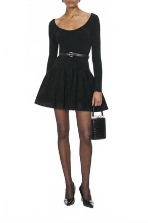 Self Portrait Chenille Knit Mini Dress In Black