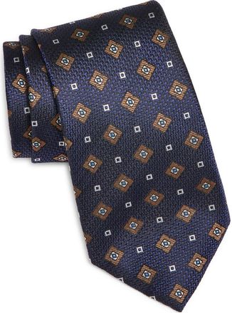 Canali Medallion Silk Tie in Navy at Nordstrom