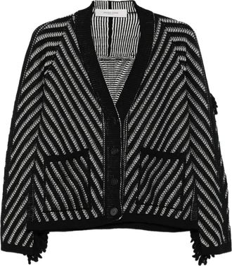 Golden Goose Cardigan in lana a righe - Nero