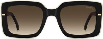 Carrera 53mm Rectangular Sunglasses in Black/White/Brown at Nordstrom