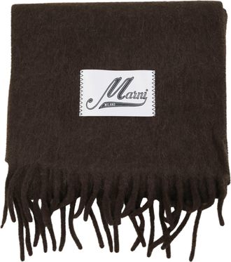Marni Dark Brown Fringed Scarf