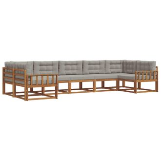 vidaXL Conjunto De Sof&aacute;s De Exterior 7 Pcs Gris Natural Y Claro Vidaxl