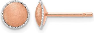 Diamond2Deal 14K Gold with White Gold Accent Brushed Stud Earrings