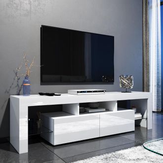 Elegant Lighting Tv Stand tv Unit tv Cabinet with led Lights High Gloss with Storage 1600mm White tv cabinet Style 2 - Elegant