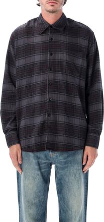 Our Legacy Above Faded Nocturne Plaid Italian Cotton Flannel Overshirt