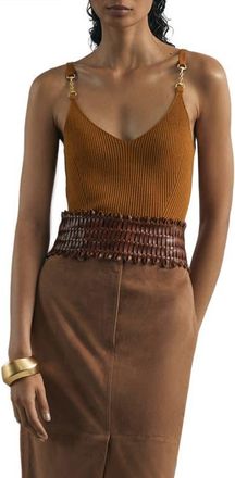 Reiss Cara Rib Silk Blend Sweater Tank in Rust at Nordstrom, Size X-Small