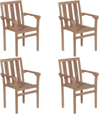 vidaXL Stackable Garden Chairs 4 pcs Solid Teak Wood vidaXL