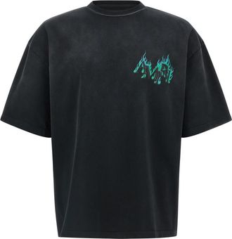 Amiri Flames Oversized Tee - Heren - T-shirts - Zwart - XL - Katoen - Tops