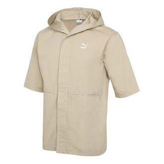 Puma Loose Hooded Casual Sports Short sleeved Jacket Beige 533733-12