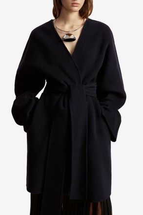 Marina Moscone Double Faced Wool Cocoon Coat in Navy at Nordstrom, Size 10