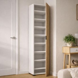 Dmora Armario Multiusos Con 1 Puerta Fiordaliso, Mueble Multiusos Con 1 Puerta, Zapatero Con Estantes, 100% Made In Italy, 50x30h182 Cm, Roble, Con Embalaje