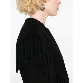 SIMKHAI Wool Blend Fringed Coat - Black